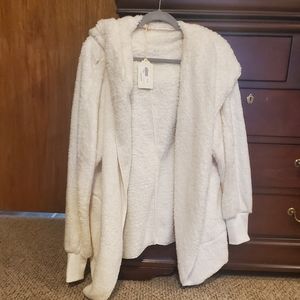 Soft, white, fluffy cardigan